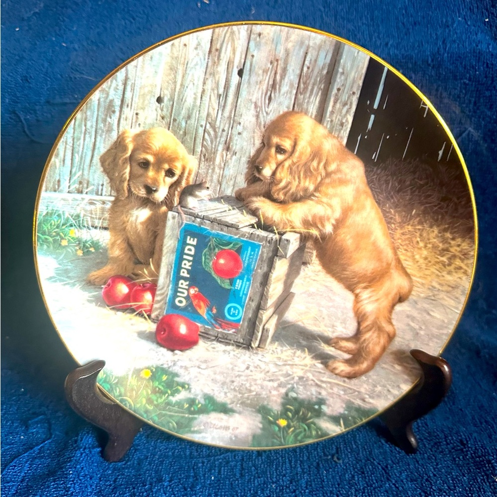 “Double Take” by Jim Lamb 1st Issue Puppy Playtime Series Collector Plate 1987